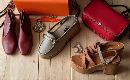Collection of stylish shoes and accessories.