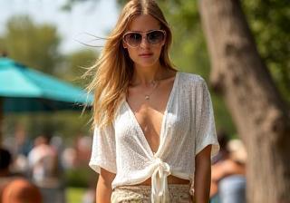 Models wearing light summer clothing from Aura Apparel.